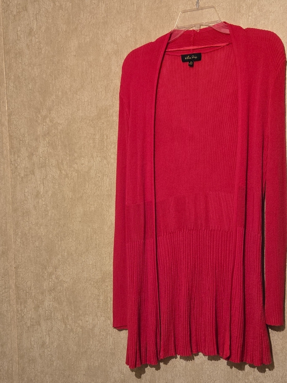 Melissa Paige Women's Open-Front Ribbed Cardigan - Red